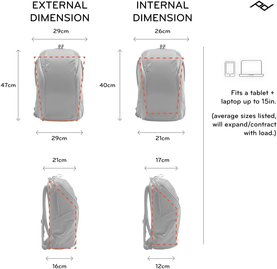 Peak Design Everyday Backpack Zip 15L, Eclipse, 270-Degree Zip, Dual Side Pockets, FlexFold Dividers, Fits 15" Laptop, For Camera Carry, Daily Commutes or Travel, Versatile Backpack for Men and Women