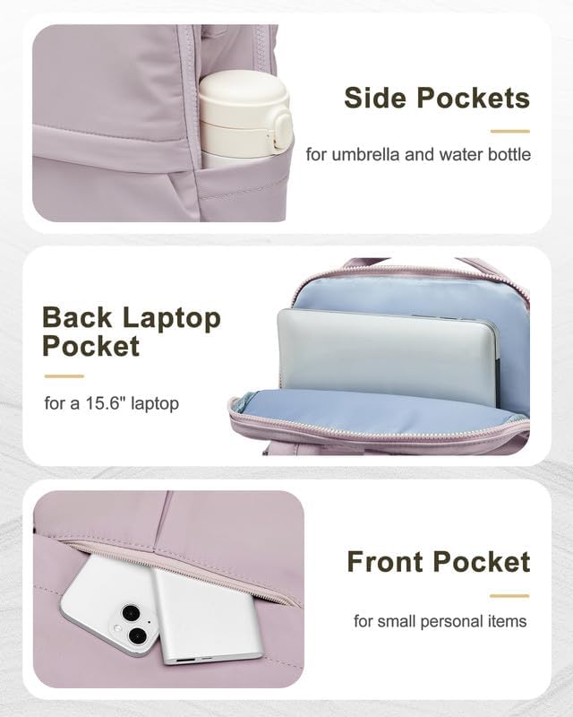 Laptop Backpack for Women Large Travel Backpack for Men Gym Work Teacher Backpack with Laptop Compartment Casual Daypack Backpacks Purple