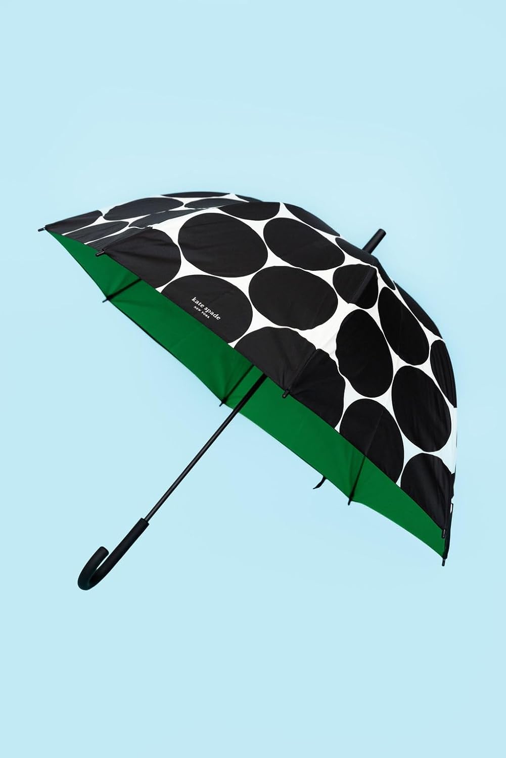 kate spade new york Bubble Umbrella in Cute Black Pattern for Adults, Use for Rain or Sun, Large Size, Joy Dot