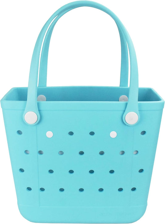 Rubber Beach Bag, Washable Moisture Resistant Durable Open Hole Tote Bag Beach Vacation Essentials