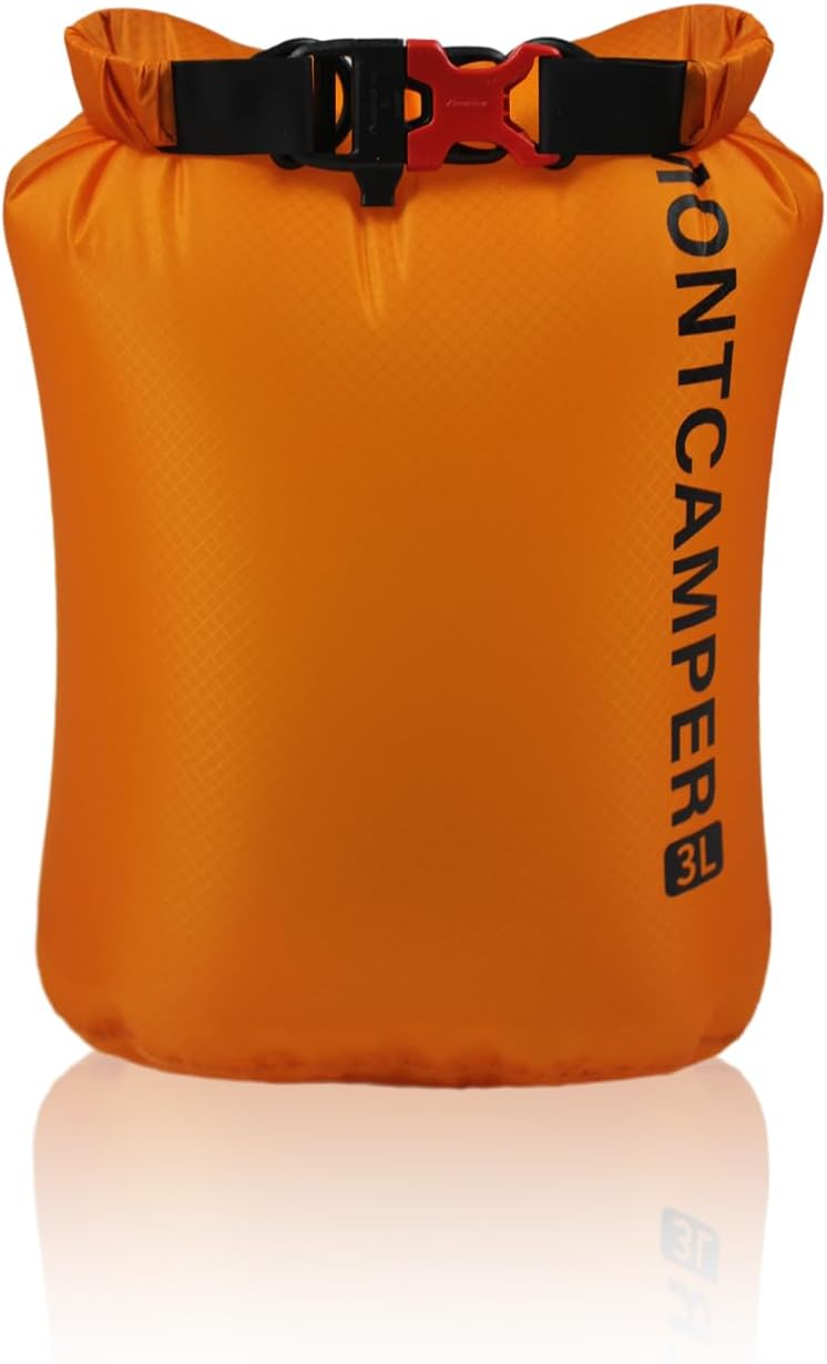Upgraded CORDURA Waterproof Dry Bag-Lightweight&Durable Waterproof Storage Sack-Roll Top with Survival Whistle-Suitable for High-Intensity Outdoor Adventures-Floats on Water (3L/Orange)