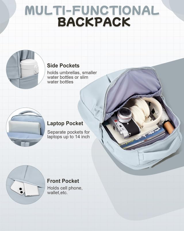 Laptop Backpack for Women Men Gym Work Backpack Casual Daypack Backpacks Small Travel Backpack for Traveling on Airplane Lightweight College Teacher Backpacks for Women Blue