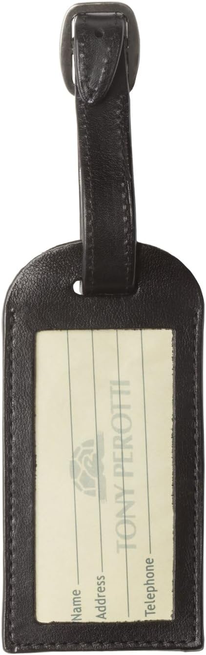 Tony Perotti Unisex Italian Bull Leather Passport Case Holder and Luggage Tag Combo Gift Set in Black