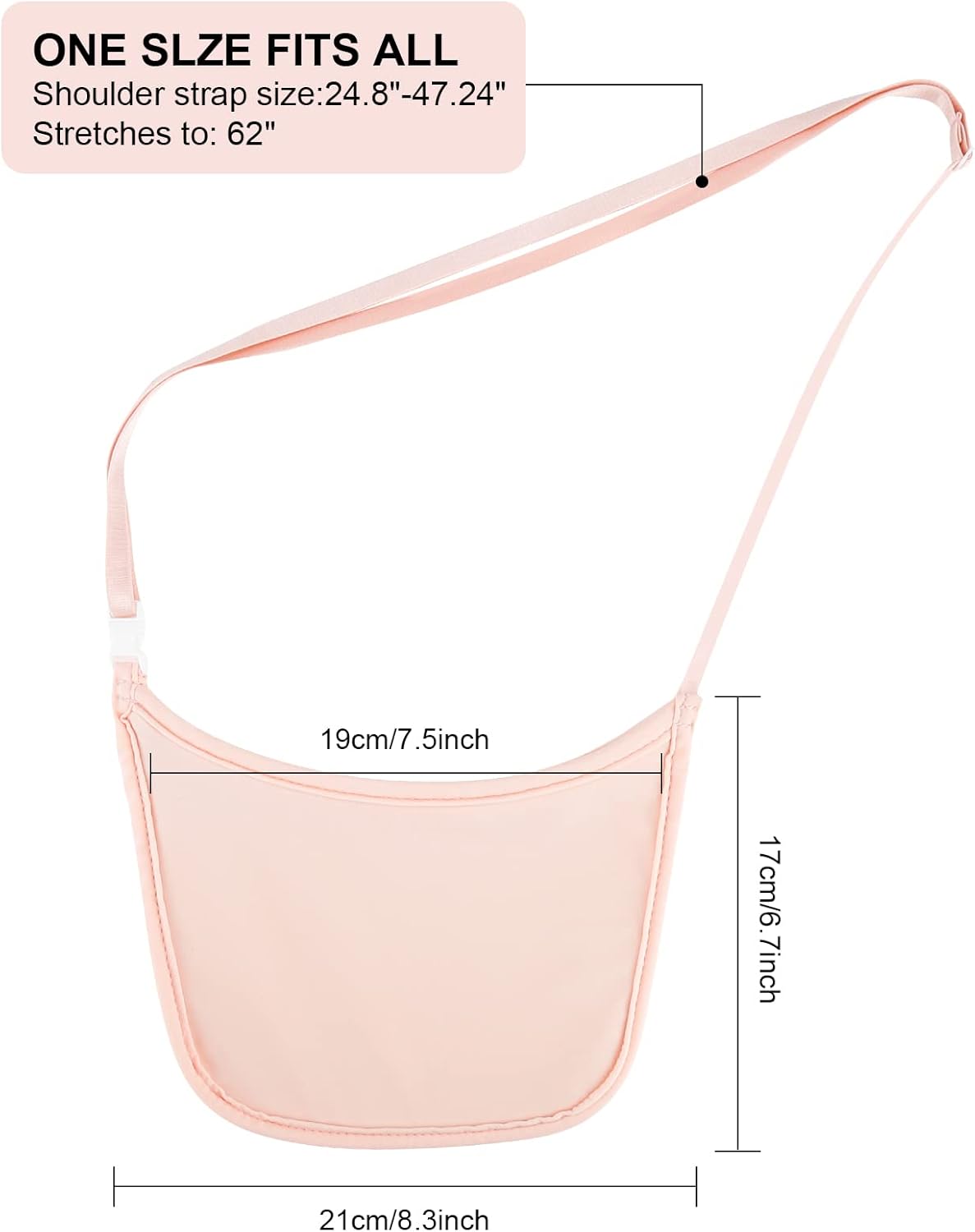Hidden Wallet, Travel Hidden Wallet Under Clothes, Undergarment Crossbody Secert Body Pouch for Passport Money & Valuables, (Pink)