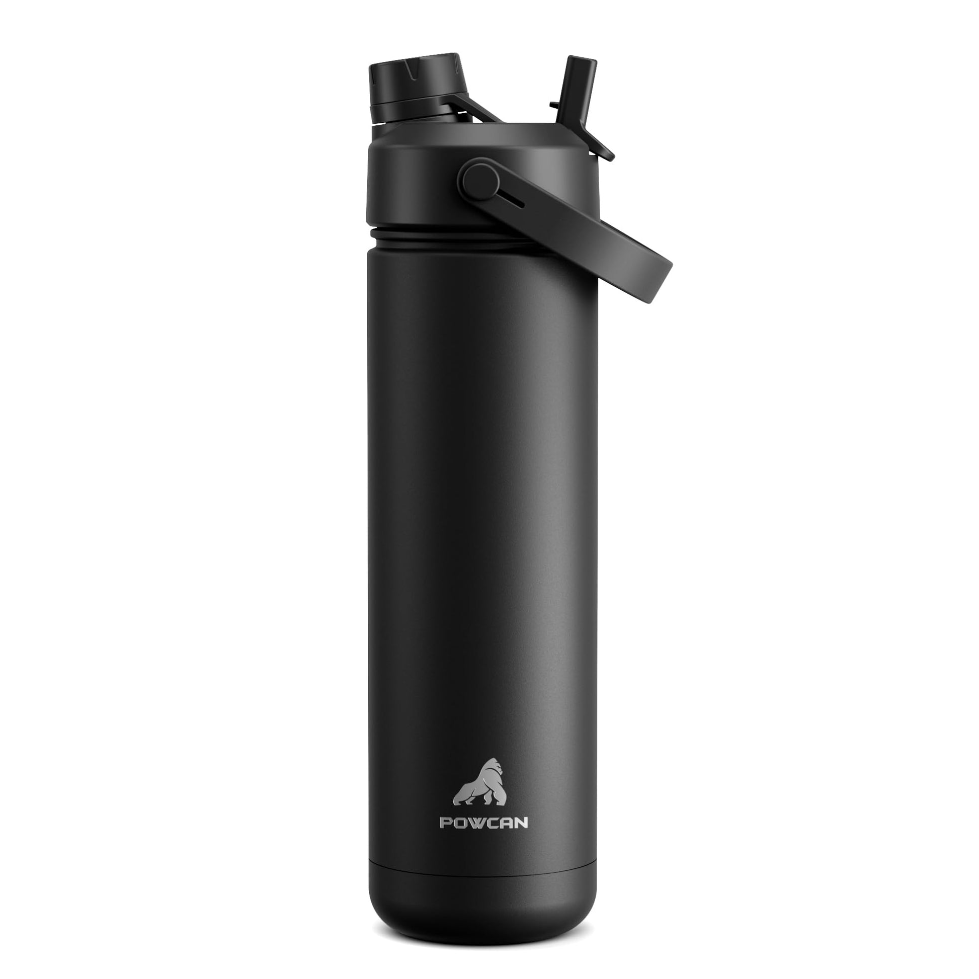 POWCAN 26 oz Insulated Water Bottle with 2-in-1 Straw and Spout Lid, Keep Cold 24H, Leak-Proof