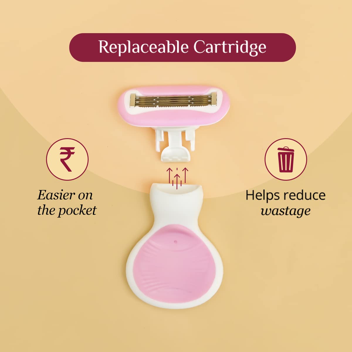 Carmesi Body Razor Mini for Women | 5-Blade Precision Shaving | Aloe Vera & Vitamin E Lubrication Strip | Travel Case Included | Smooth, Gentle Hair Removal for Sensitive Skin