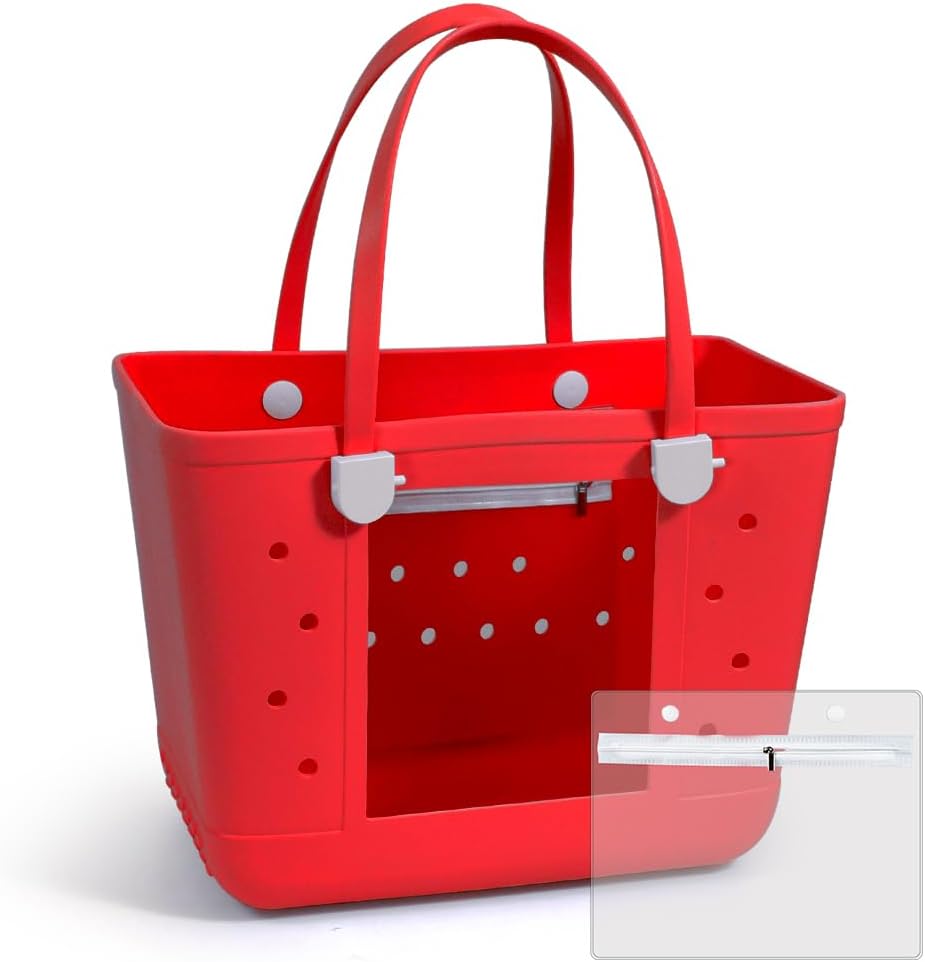 Rubber Beach Bags with Visual Window, Extra Large Waterproof Sandproof Rubber Tote Bag for Pool,Boat & Travel