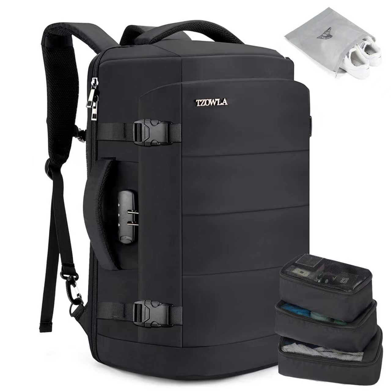 Tzowla 40L Expandable Travel Laptop Backpack for Men Women Carry on Flight Approved,Large Capacity