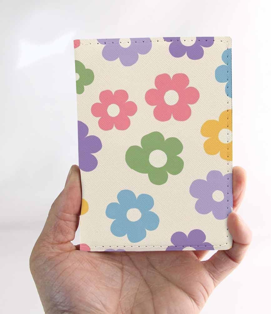 Vintage Flowers Passport Holder for Travel Groovy Colorful Petal PU Leather Passport Cover Wallet