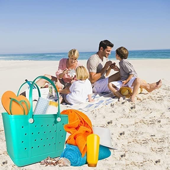 Tote Bag for Women - Large Rubber Beach Bag, Medium Waterproof Sandproof Travel Tote Bags for Beach Outdoor Sports