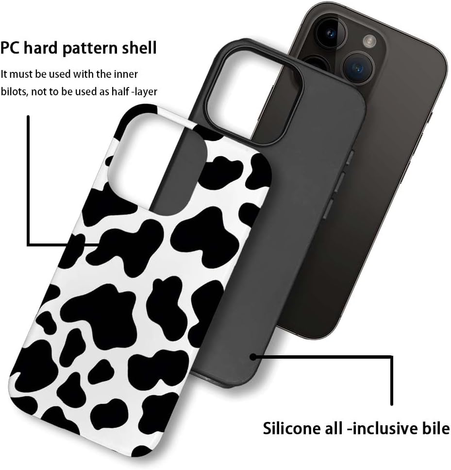 SEized Case Compatible with for iPhone 13 Pro Max,Black White Cow Pattern Phone Case for Girl Women Boy Men,Durable Protection Case for iPhone 13 Pro Max