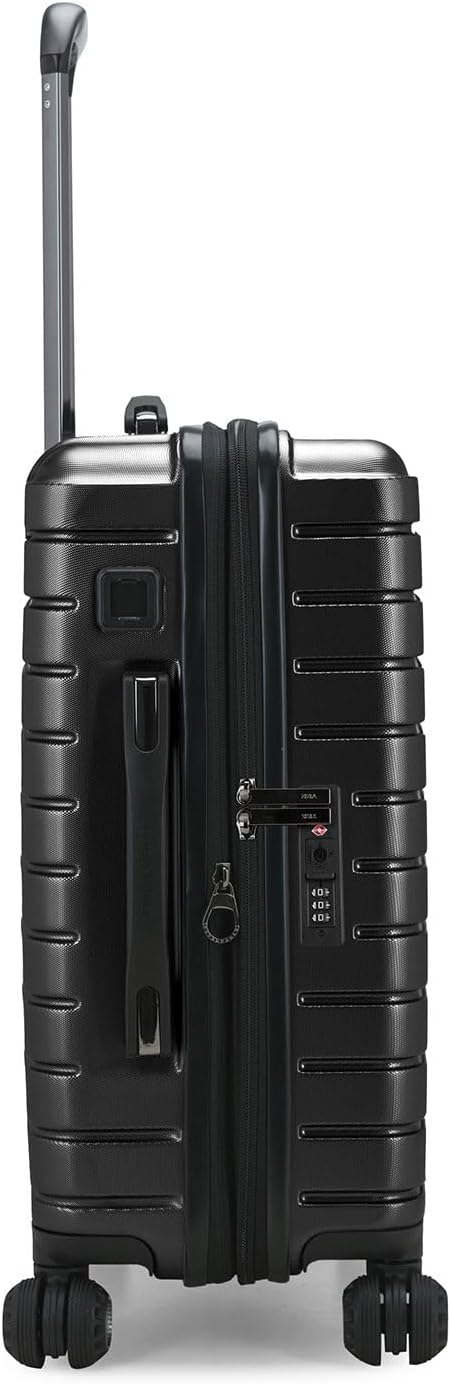 Traveler's Choice Archer Polycarbonate Hardside Spinner Luggage Set, Tie Down Straps, Black, Carry-On 21-Inch