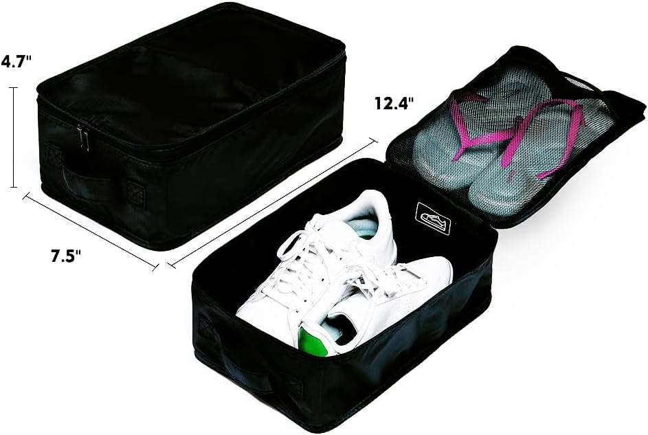 Travel Shoe Bags, Foldable Waterproof Shoe Pouches Organizer-Double Layer (6 Black Shoe Bags)