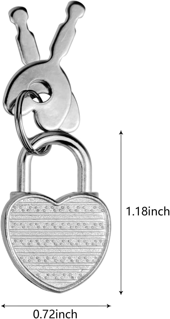 5 Pack Mini Diary Padlock, Small Locks with Keys, Tiny Luggage Locks for Travel, Journal, Jewelry, Backpack, Boxes (Heart, 5)