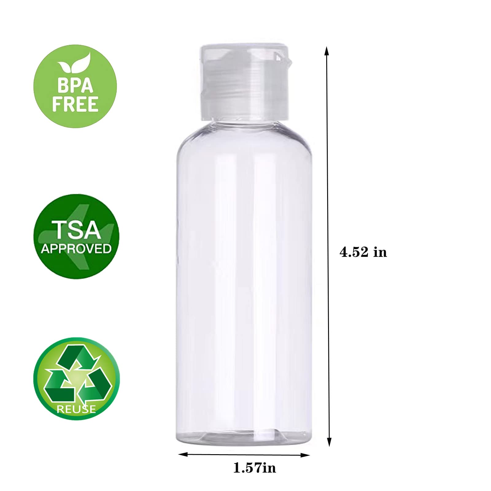 DNSEN 5 Pack 3.4oz Empty Plastic Travel Bottles for Toiletries TSA Approved Leak Proof Squeezable