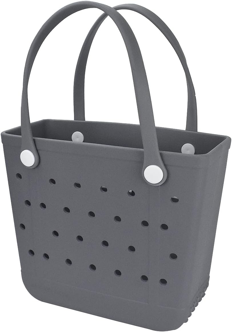 Medium Rubber Beach Bag, Waterproof Tote Bags Washable Sand-proof Travel Hand Bags for Pool Boat