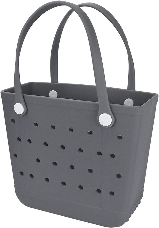 Medium Rubber Beach Bag, Waterproof Tote Bags Washable Sand-proof Travel Hand Bags for Pool Boat Work Sports