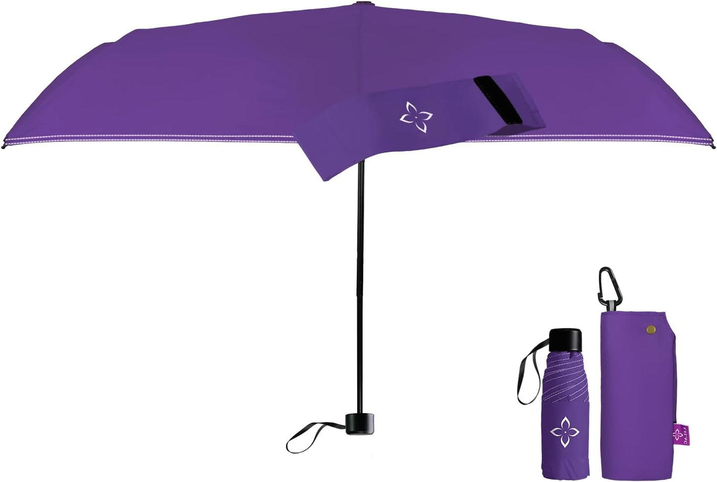 Windproof Travel Mini Umbrella - Manual Open Close with No Rebound for Seniors & Kids, Small Compact and Portable for Rain, Reflective Design for Night Safety Men & Women