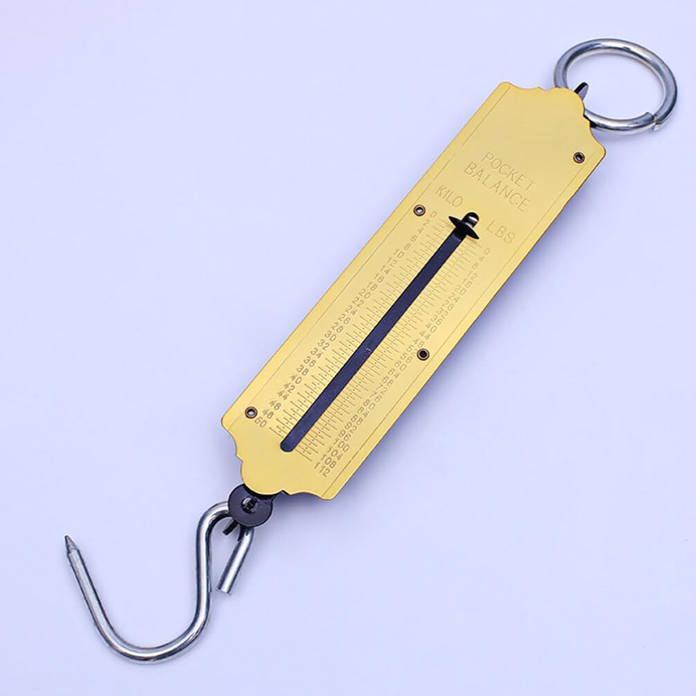 Spring Fish Scale, Portable Fishing Scale with Hook Large Handle Hanging Luggage Scale Handheld Aluminum Tube Weigher