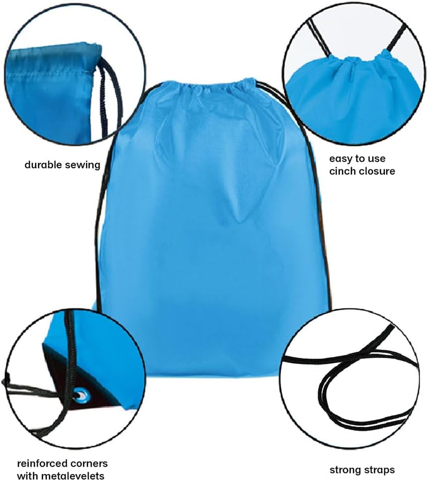 Drawstring Backpack Bulk 50 Packs Draw String Backpack Bags DIY Gym Sports Traveling Trip ride Pedestrianism Yoga Cinch Bag Sackpack Drawstring (sky blue)