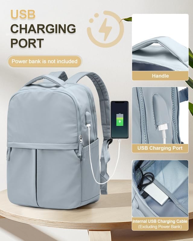 Laptop Backpack for Women Large Travel Backpack for Men Gym Work Teacher Backpack with Laptop Compartment Casual Daypack Backpacks Blue
