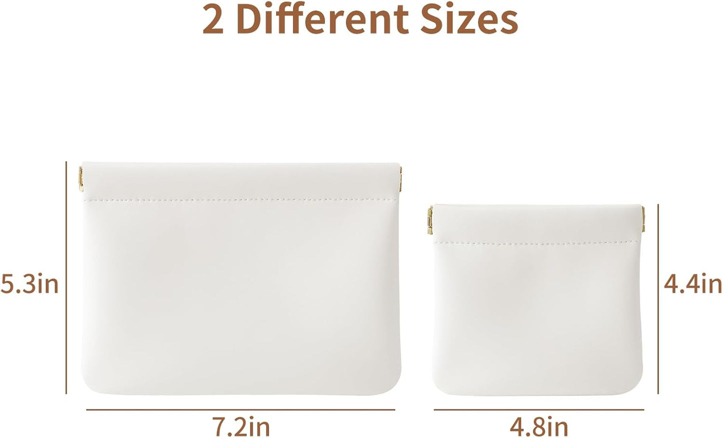 2 Pack Small Makeup Bag for Women, New Organosilicon Super Fiber Leather Mini Cosmetic Bag for Travel, Coin Purse Organizer Storage Pouch (Cream-white)