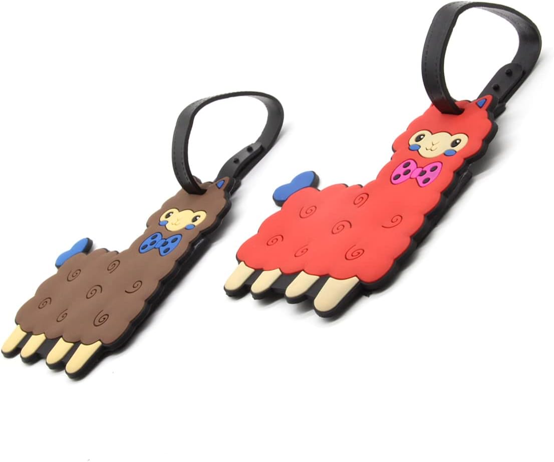 Alpaca Luggage Tags for Suitcases 2-Pack Cute Silicone Luggage Tag with Name ID Card Funny Suitcase Label