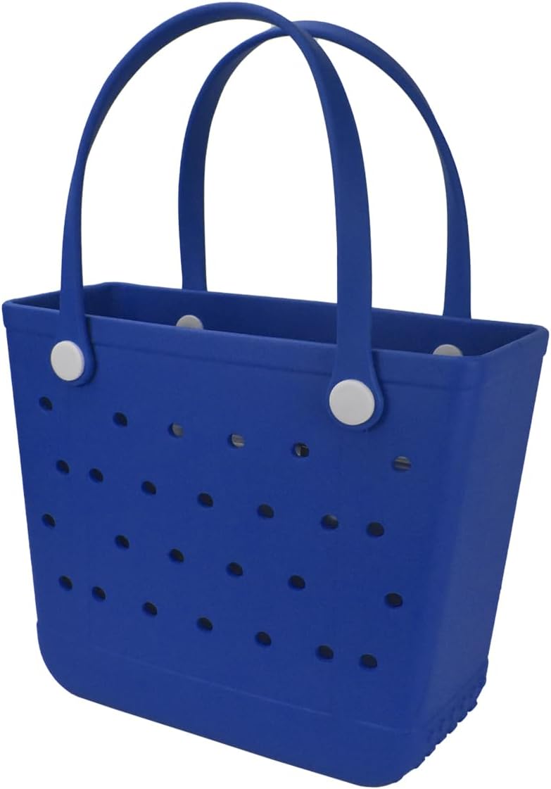 Rubber Beach Bag, Washable Moisture Resistant Durable Open Hole Tote Bag Beach Vacation Essentials