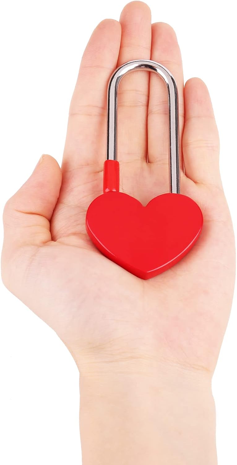 50PCS 3.5" 50mm Love Lock Heart Padlock,Red Single Heart Wish Lock for Lovers