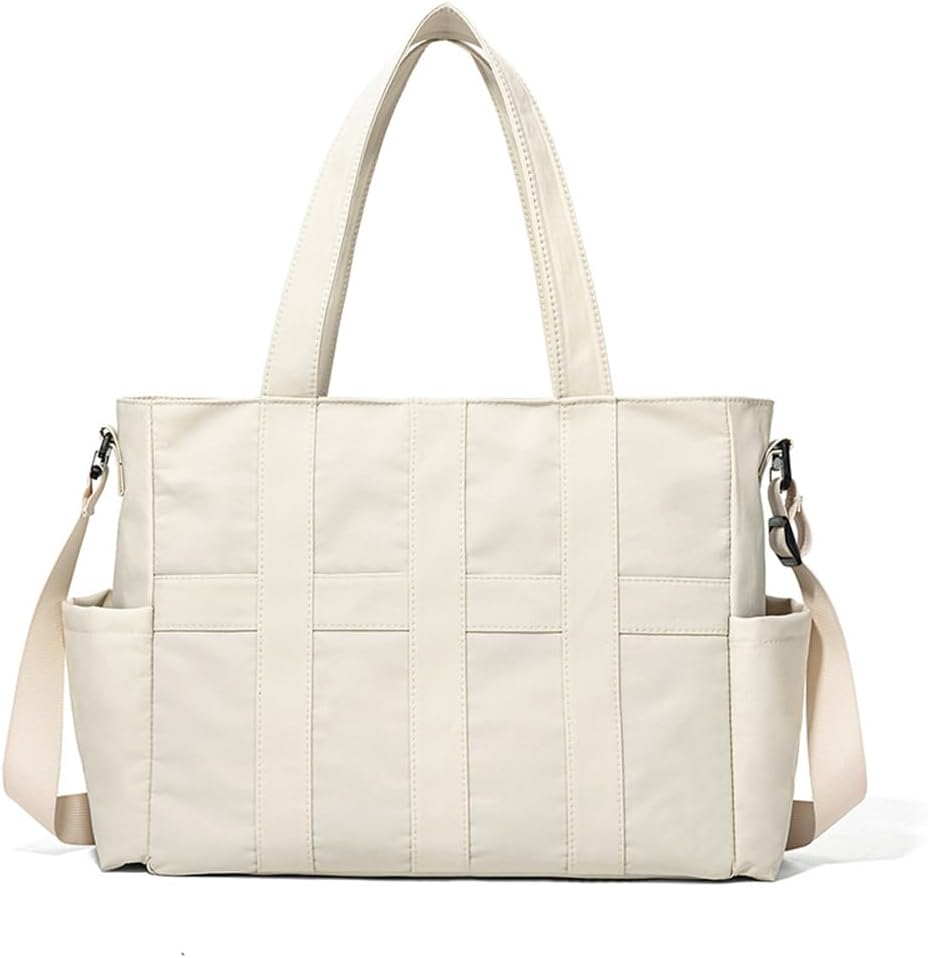 Tote Bag for Women & Men, Travel Large Tote Bag with Zipper & Side Porkect, Waterproof Tote Work Bags for Travel, Work