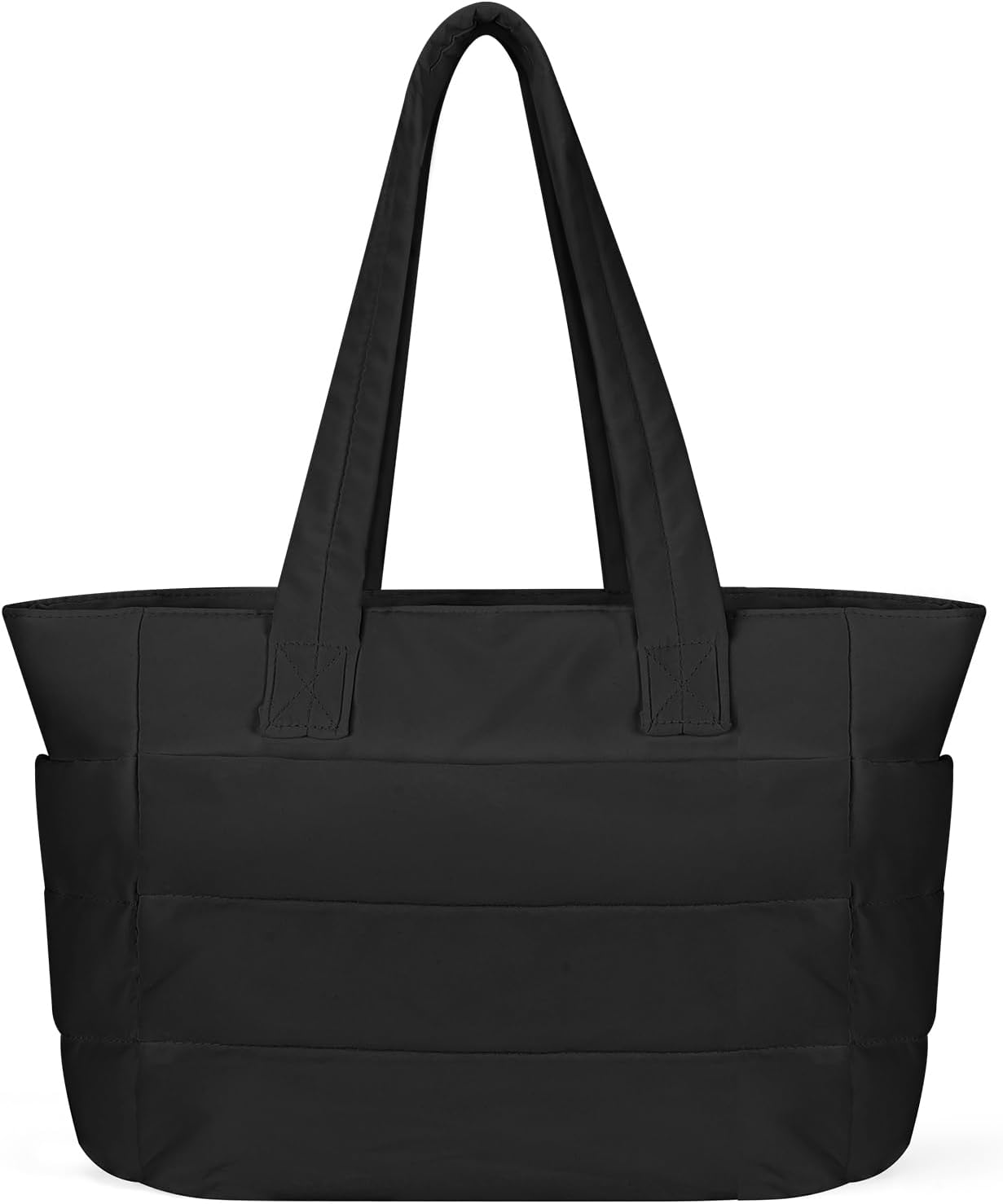 Puffer Tote Bag with Zipper for Women, Lightweight Quilted Handbag with Laptop Compartment for Work Nurse