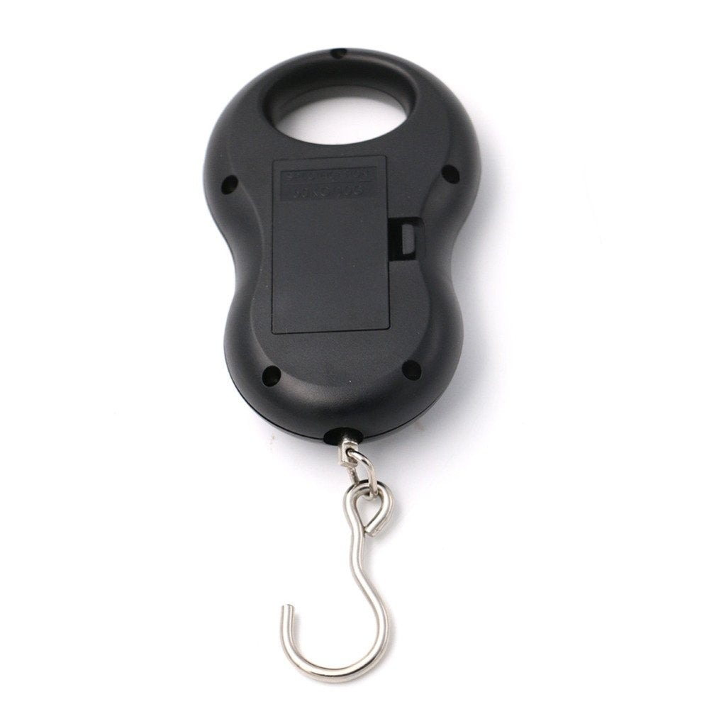 Pocket Portable 50kg/10g LCD Digital Scale Electronic Hand Held Hook Belt Luggage Hanging Scale Backlight Balance Weigting (Black)