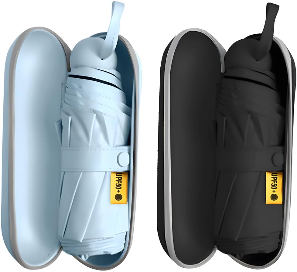 TOPSAIL Mini Umbrella Compact for Travel, UV Sun Protection(UPF50+), Waterproof for Light Rain, Suitable for Women & Kids With a Case, Manual Folding Small Pocket Size Ufor Backpack/Purse