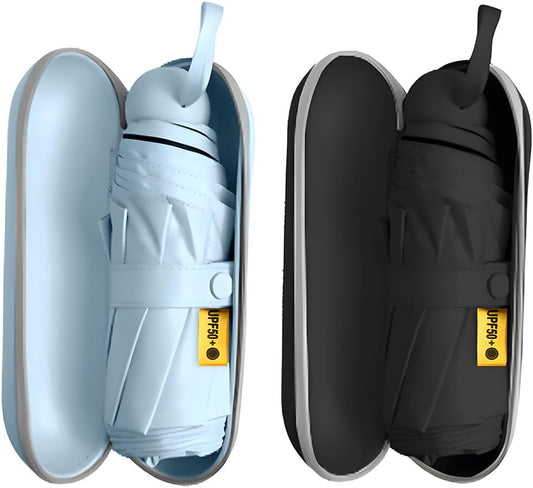 TOPSAIL Mini Umbrella Compact for Travel, UV Sun Protection(UPF50+), Waterproof for Light Rain, Suitable for Women & Kids With a Case, Manual Folding Small Pocket Size Ufor Backpack/Purse