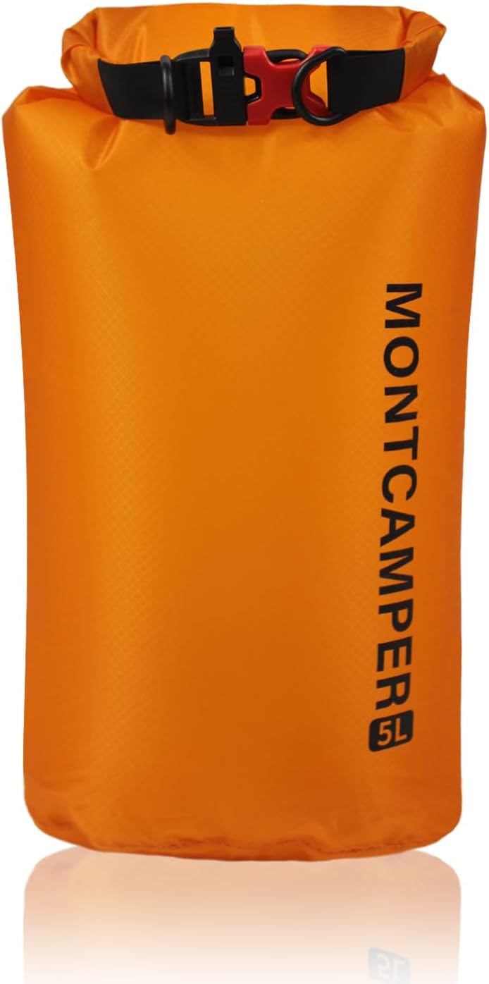 CORDURA Waterproof Dry Bag-Upgraded Tear-Resistant Roll Top Sack with Survival Whistle -Ultra-Light&Portable-Designed for High-Intensity Adventures-Keeps Gear Dry&Secure (5L/Orange)
