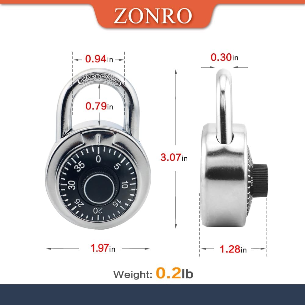 ZonRo Locks Combination Padlock, Fixed Dial Combination Padlock 24 Pack,3 Digit Code Standard Dial Combination, 2 in Wide. 3 in Height, Black Turntable, Lock for Gym & Locker, School, Toolbox
