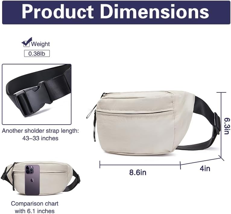 Women Sling Bags Girl Fanny Pack Crossbody Handbag Men Shoulder Bag Unisex Classic Nylon Waist Packs Purse Hiking Chest Bag, Easy Carry Any Phone,Wallet