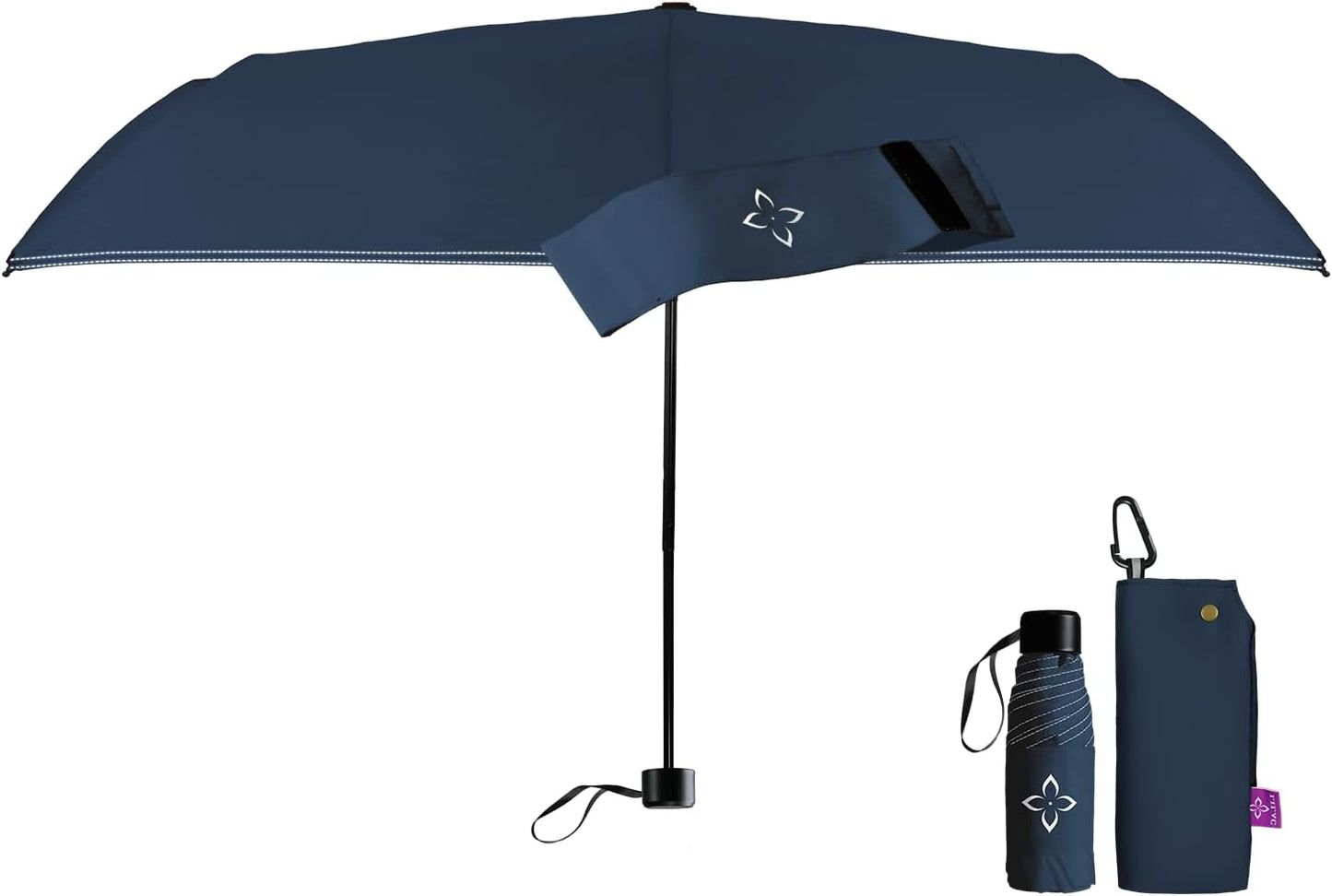 Windproof Travel Mini Umbrella - Manual Open Close with No Rebound for Seniors & Kids, Small Compact and Portable for Rain, Reflective Design for Night Safety Men & Women