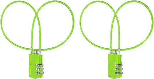 MECCANIXITY 2 Pcs Luggage Travel Lock, 3 Digit Cable Combination Lock 1-3/16" Width Body with 20" Long Cable for Suitcase Bag Cabinets Small Fences Gym, Green
