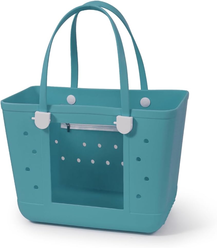 Rubber Beach Bags with Visual Window, Extra Large Waterproof Sandproof Rubber Tote Bag for Pool,Boat & Travel