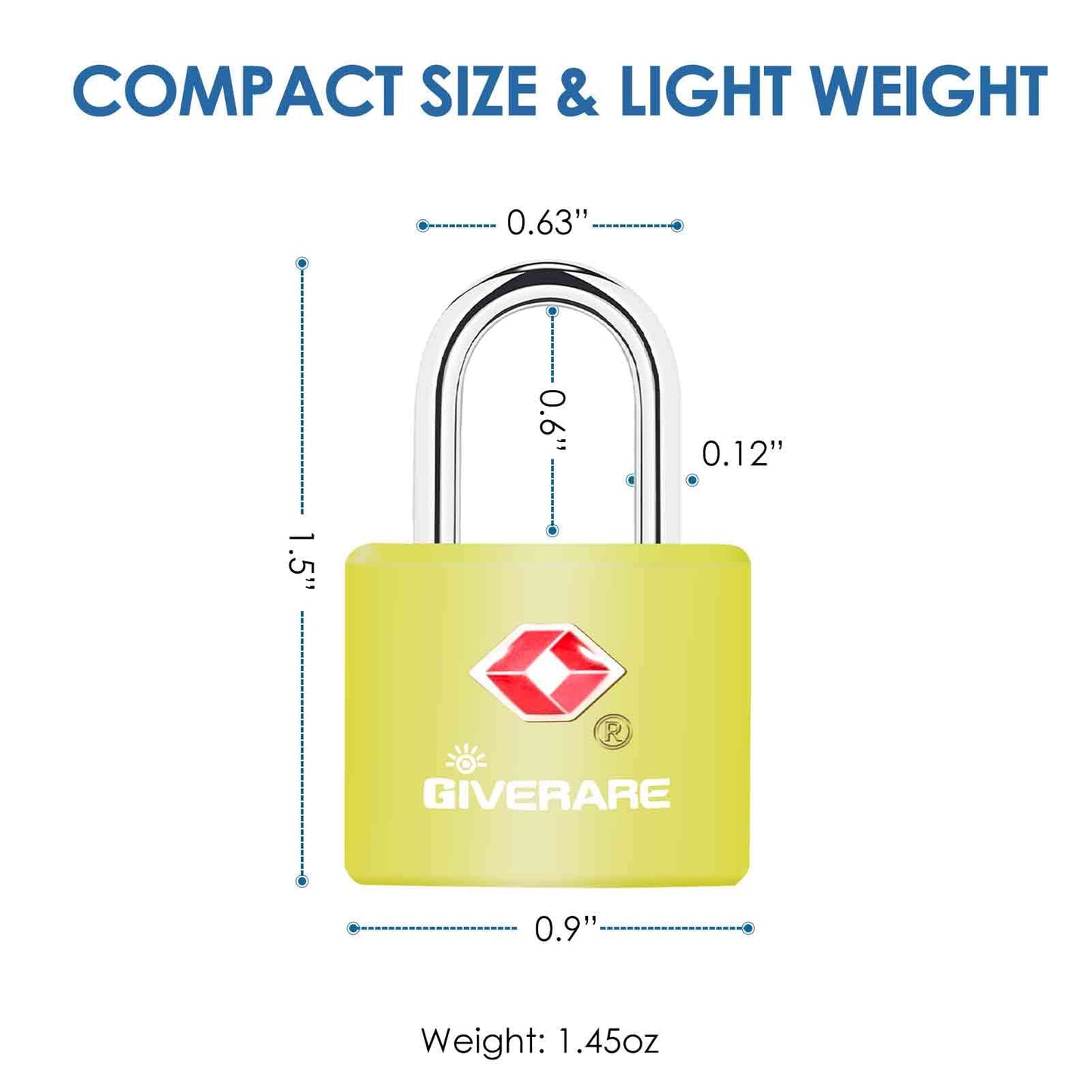 4 Pack TSA Approved Travel Luggage Locks with Keys, Solid Brass Copper Keyed Padlock, ABS Plastic