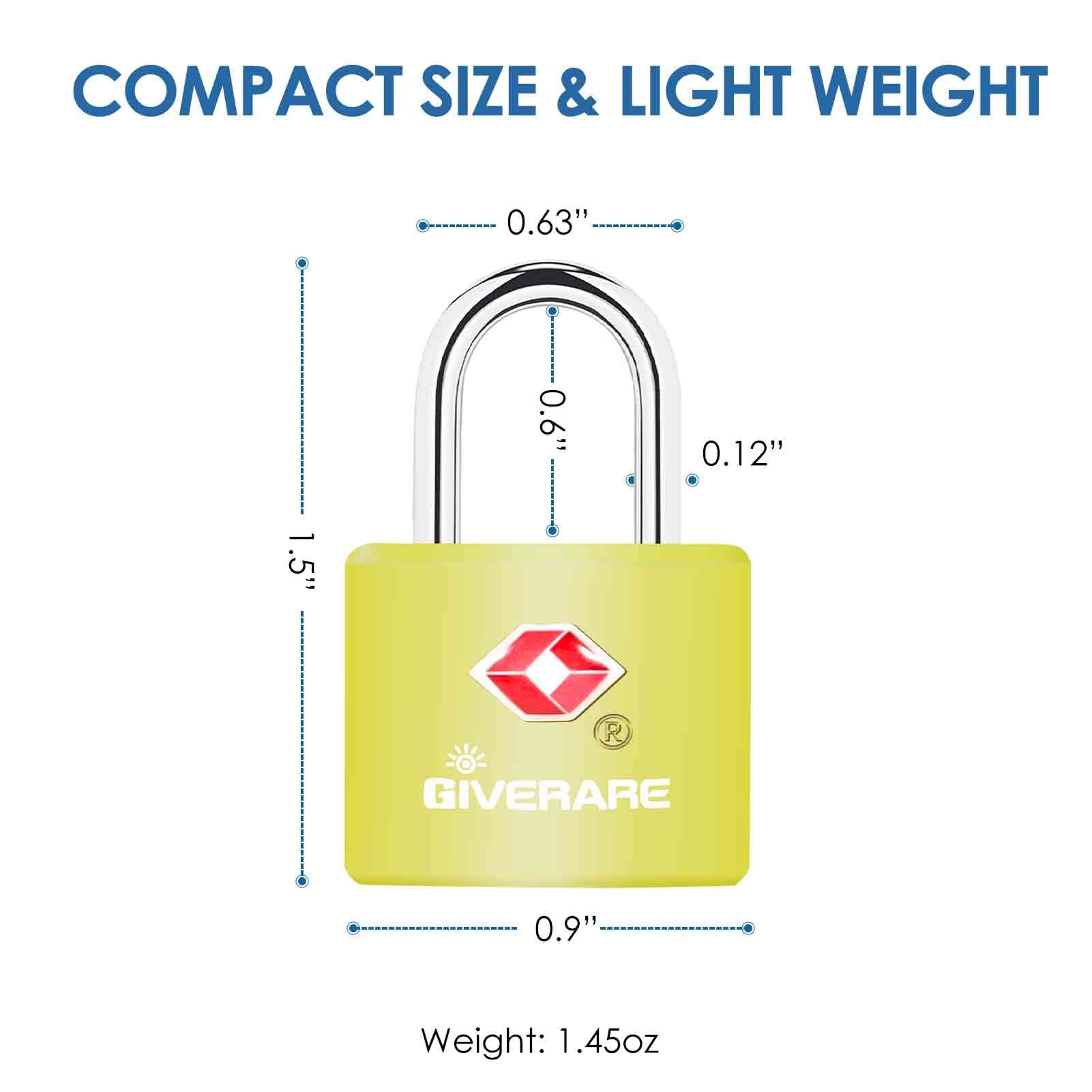 4 Pack TSA Approved Travel Luggage Locks with Keys, Solid Brass Copper Keyed Padlock, ABS Plastic