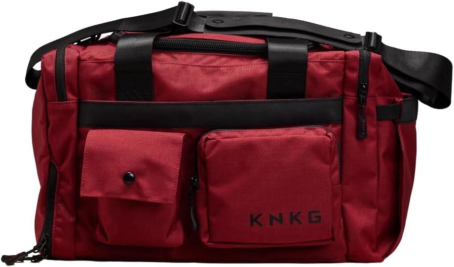 KNKG PLUS 63L Large Duffel Bag – Spacious, Durable Gym Bag with Dual Shoe Storage, Multiple Compartments & YKK Zippers for Fitness & Travel - Redwood (Redwood, Medium 45L)
