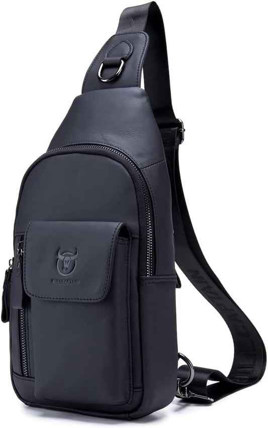 KPYWZER Vintage Leather Sling Bag Backpack for Men Crossbody Shoulder Chest Day Pack Backpacks