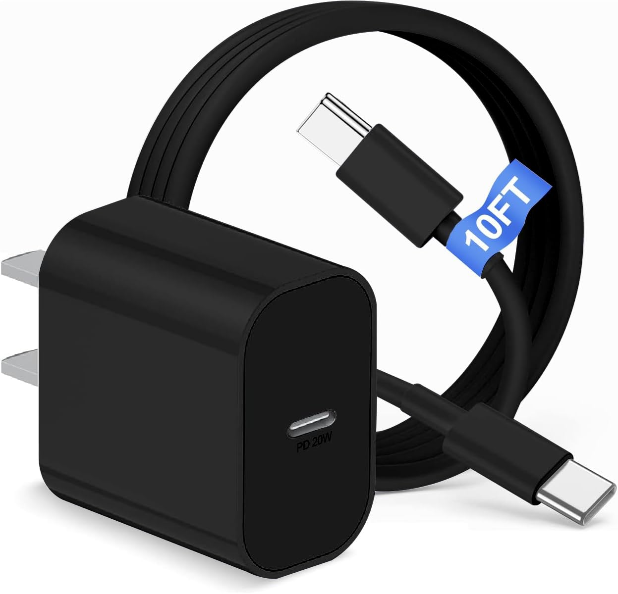iPhone 17 16 15 Charger Block and 10ft Type C to C Cable Cord Long, 20W USB C Fast Charging Plug for Apple iPhone 17 Pro Max/17 Air/16 Pro Max/16 Plus/15 Pro/15/AirPods/iPad/Mini Wall Cube Brick Box