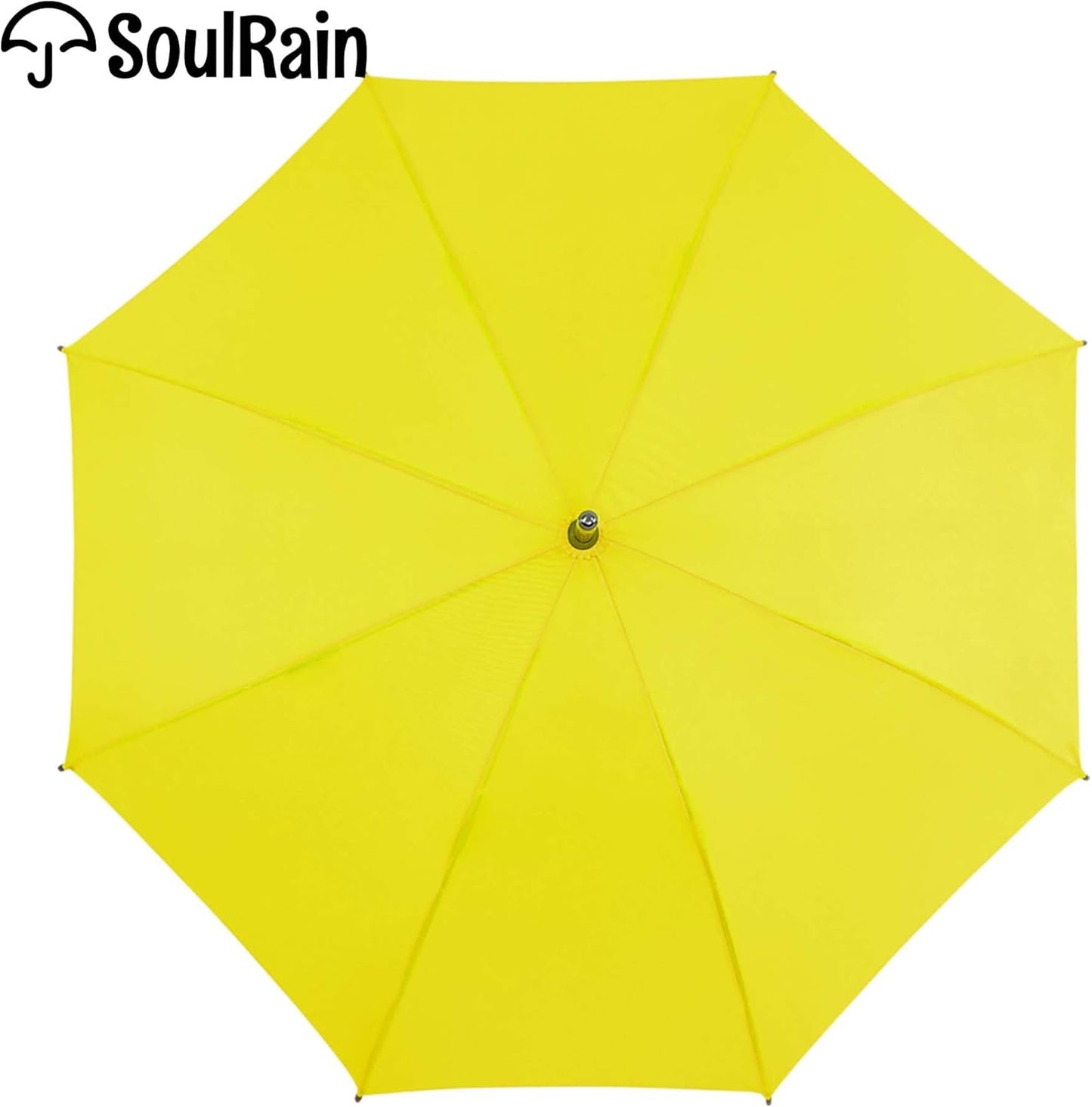 SoulRain 48" Large Umbrella –Windproof Stick Umbrellas for Rain, Automatic Open, Vintage Cane Yellow Umbrella with Classic Wooden Handle & Shaft,Open for 2 Persons for Women & Men(Yellow)