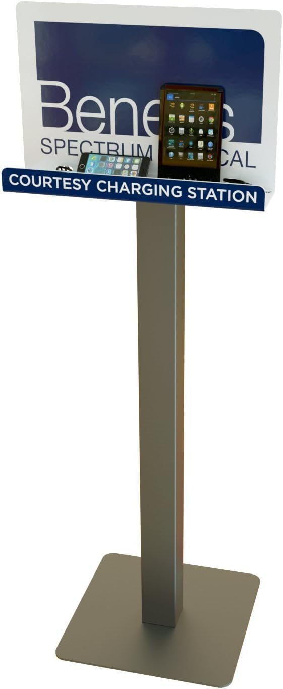 KwikBoost Customizable Deluxe Free Standing Cell Phone Charging Station | Multi-Device Retail Kiosk with 8 Charger Ports | Compatible with Apple iPhones, iPads, Samsung, Android, Tablets and More!