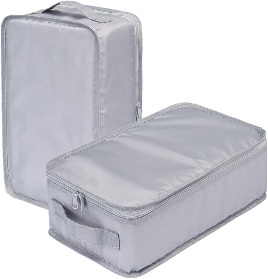 JJ POWER Travel Shoe Bags, Foldable Waterproof Shoe Puches Organizer-Double Layer (2 Grey Shoe Bags)