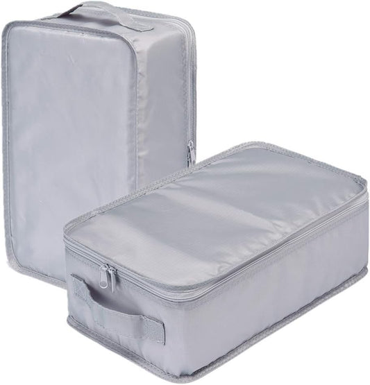 JJ POWER Travel Shoe Bags, Foldable Waterproof Shoe Puches Organizer-Double Layer (2 Grey Shoe Bags)