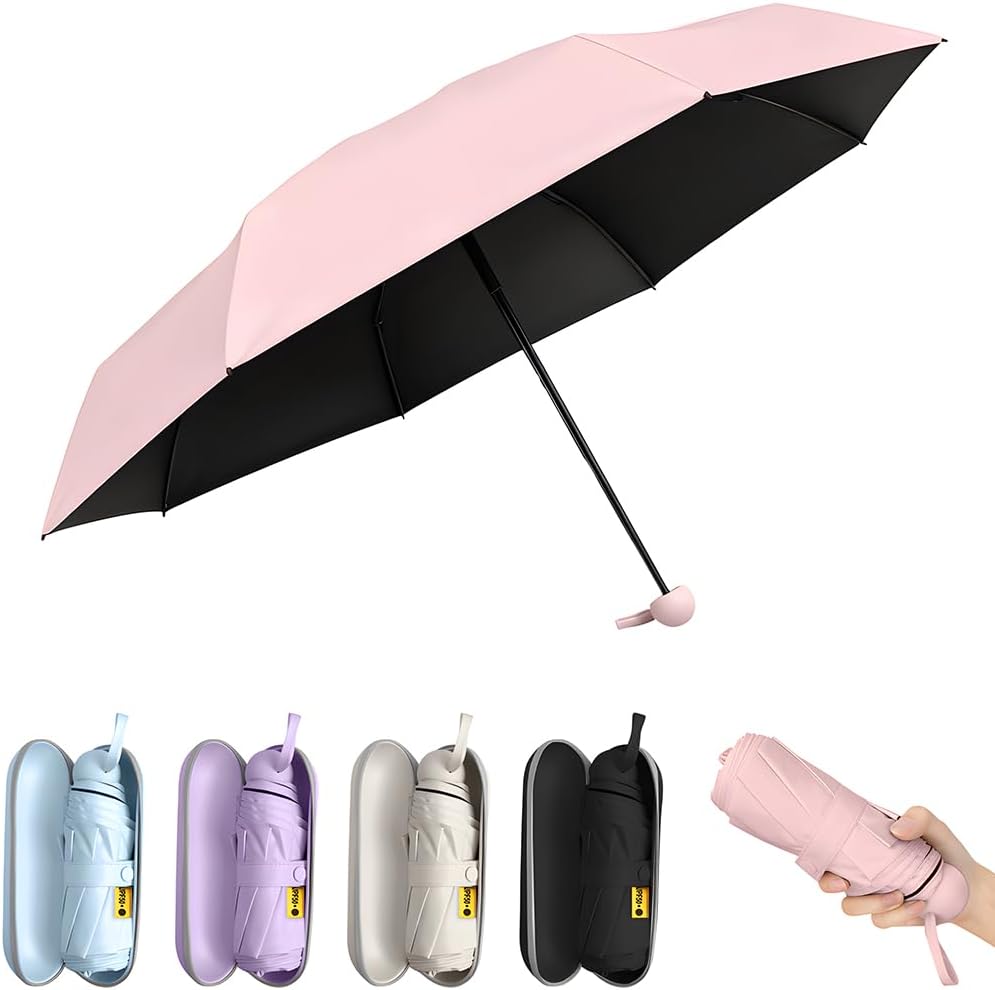 TOPSAIL Mini Umbrella Compact for Travel, UV Sun Protection(UPF50+), Waterproof for Light Rain